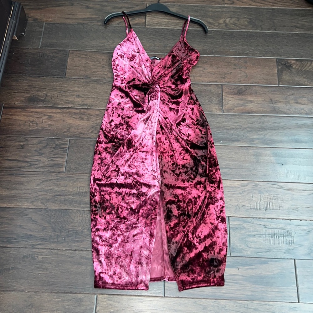 Burgundy velvet dress